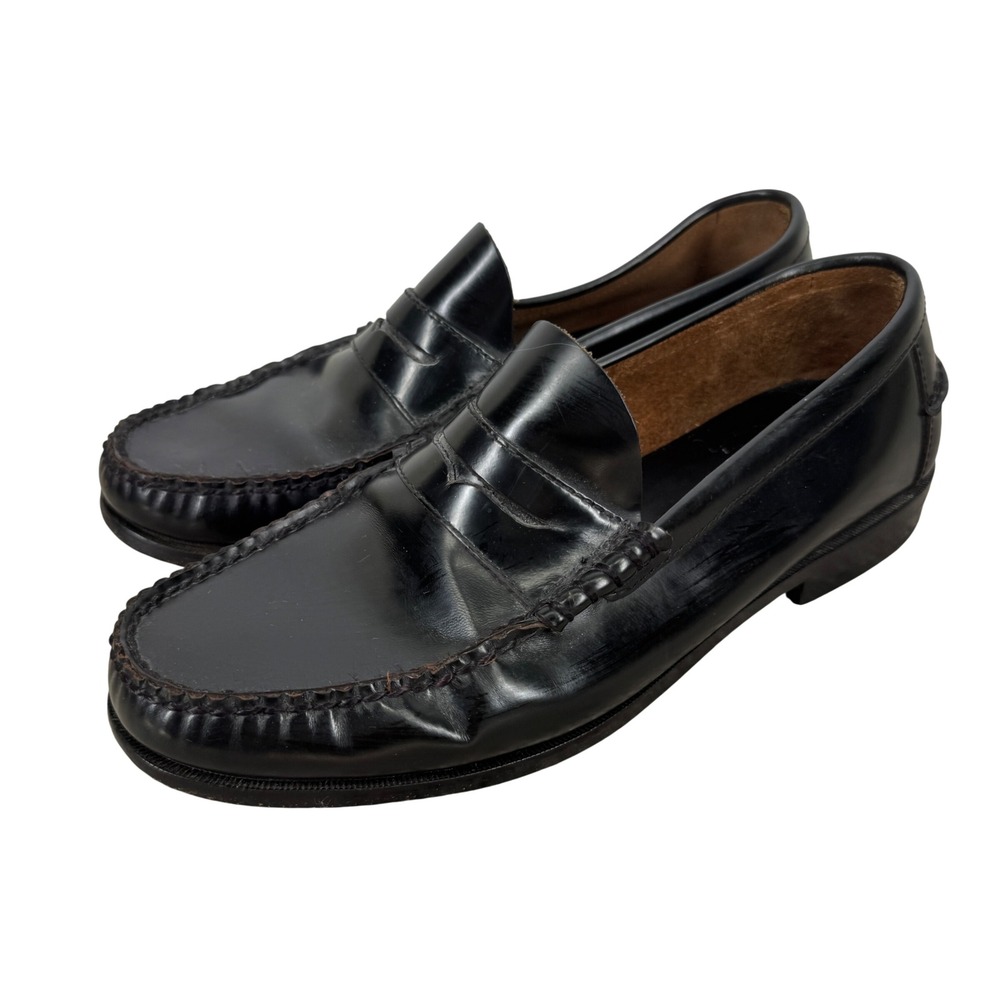 Florsheim Mens Black Leather Pinch Penny Loafers Moc Toe Size 9 EEE Extra Wide